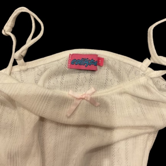 Edikted, UNWORN, White tank top with pink bow, Xs - Picture 2 of 3